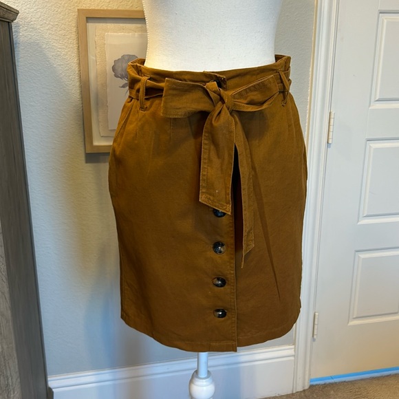 Boden Dresses & Skirts - Boden Leonora Blended Linen Belted Front Button A-Line Skirt, Size 2P